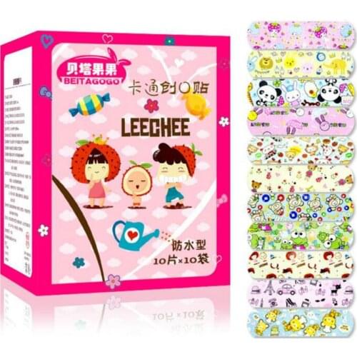100PCs Waterproof Breathable Cute Cartoon Band Aid Hemostasis Adhesive Bandages First Aid Emergency Kit For Kids Children