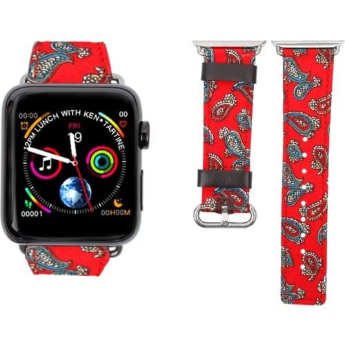 Fabric/Leather Floral Patter Band For Apple Watch 38mm 40mm 42mm 44mm Denim Band Apple iWatch Series 1 2 3 4 5 Strap Bracelet