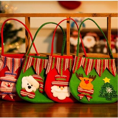 Halloween Christmas Gift Hand Bag Children Santa Sack Candy Dragee Drawstring Bag New Year Home Christmas Tree Decoration