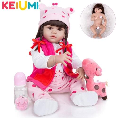 KEIUMI 23 Inch 55 CM Full Silicone Vinyl Reborn Baby Girl Dolls Bebe Reborn Dolls Toy Gift For Child Birthday XMAS Surprises