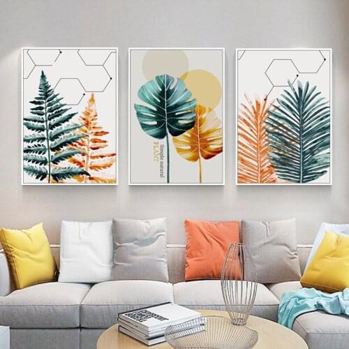 Nordic Modern Minimalist Hand-painted Posters Tropical Plants Light Luxury Home Decoration Frameless Printing Hanging Paintings