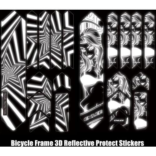 ENLEE mtb stickers 3D Reflective Mountain Bike Frame Protect Stickers Wear-Resistant Waterproof Bicycle Paster Guard Cover