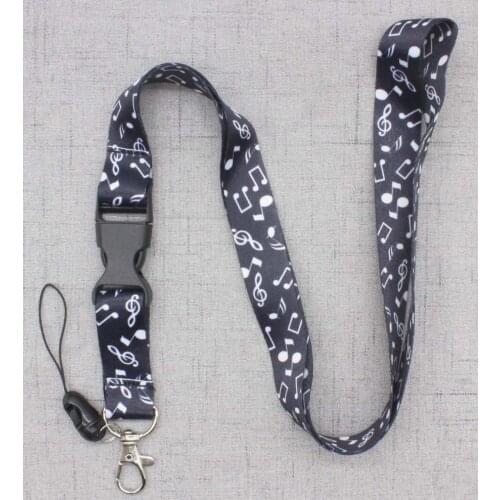 Music Note Black White Cute Lanyard For Keys Phone Cord Strap Keychain On The Phone Keychain Pendant