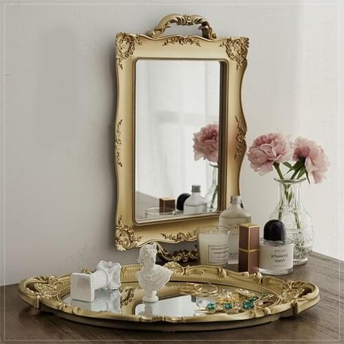 Vintage Decorative Glass Mirror Tray Fruit Jewelry Display Storage Plate Desktop Ornaments 2021 New WF