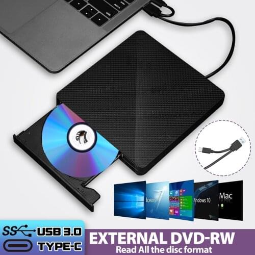 USB 3.0+Type-c External DVD-RW CD Writer Drive Burner Reader Player Optical Drives For Wins system Laptop PC dvd Burner Portatil