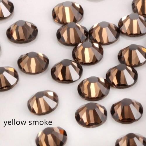 High Quality SS3-30 yellow smoke Rhinestones glu On For Clothes Non Hotfix Flat bottom Glass Stone