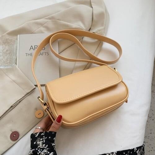 Solid Color Small Pu Leather Flap Shoulder Bags for Women 2021 Simple Luxury Designer Handbags Female Travel Crossbody Bag