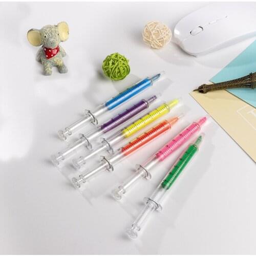 1 pcs Cute Kawaii Novelty Nurse Needle Syringe Shaped Highlighter Marker Marker Pen Stationery School Supplies