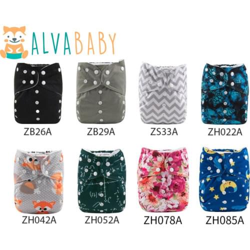 U PICK 1pc AlvaBaby Reusable Big Size Cloth Diapers Baby (42CM X 45.5CM) with 1pc 4 layers Big Microfiber Insert