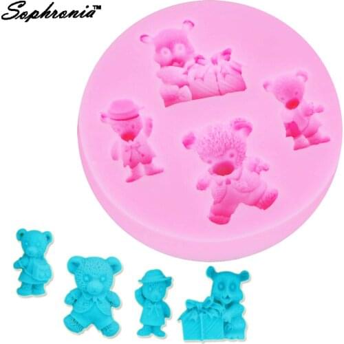 Sophronia 3d Cartoon Bear&Gift 1pcs UV Resin Silicone Mold for decorative-craft Jewelry Flower Dried Epoxy Resin m221