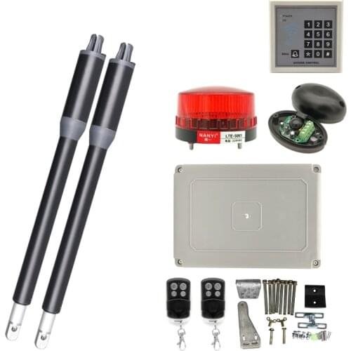 200KG Home Garage Swing Door Driver Remote Control Electric Swing Gate Opener Motor with Password Keypad Warning Light Sensor