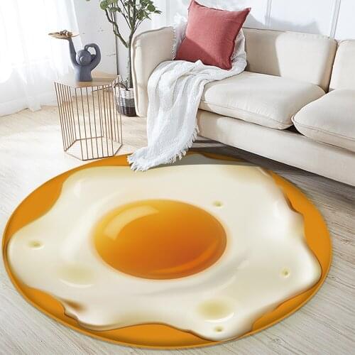 2021 Fashionable 3D Printed Non-slip Carpet Pizza Egg Pattern Blanket Flannel Carpet Home Decor Bedroom Living Room Carpet