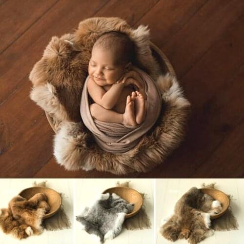 2019 Newborn Photography Props 100% Natural Rabbit Fur Blanket Basket Filler Baby Photo Shoot Fotografia Photoshoot Accessories