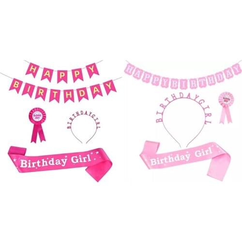 4 Pieces Birthday Party Decorations Rose Red Birthday Set Bright Shiny Sash Party Ornaments Instagram Photo Props