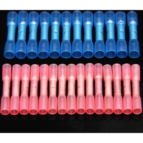 50PCS Insulated Heat Shrink Butt Terminals Electrical Splice Wire Connector Cable Crimp Terminals Connectors AWG 22-10