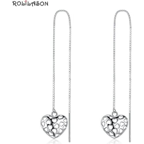 925 sterling silver heart hollow earrings for girl party gift pure silver jewelry 2.2G SE23