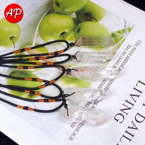 AP 1 Pcs Natural Fashion Polished Clear Quartz Pendant Wand Healing Rock Point Mineral Specimen Energy Stone