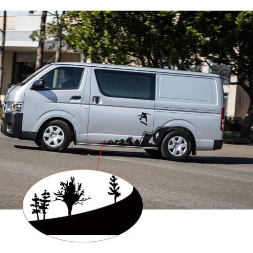 Car decals mountain extreme sports skate side door stripe graphic Vinyl car sticker for hiace 2015 2016 2017 2018 2019