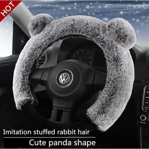Car plush steering wheel cover, winter steering wheel cover for women to keep warm and prevent slippery, cute goddess car steeri