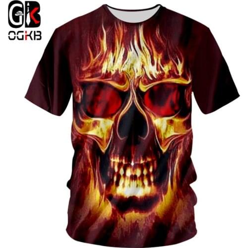 OGKB 3D Men/Women Print Flame Pirate T-shirts Funny Hip Hop Cool Streetwear Novelty Tops Tees Short Sleeve Summer Boys T Shirts