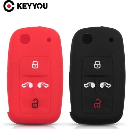 KEYYOU For VOLKSWAGEN VW Sharan Multivan T5 Silicone Car Key Case 4 Buttons Remote Car Accessories Shell Holder