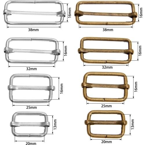 20pcs/lot Metal square ring buckles Strap Slider Adjuster for Bags Garment Leather Accessories DIY Needlework