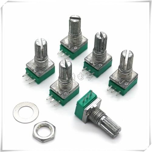RV097 mono 3-pin potentiometer B5K B10K B20K B50K B100K power amplifier sealed potentiometer flower shaft 15mm