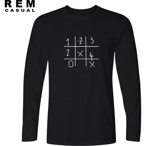 New digital count cotton tops tee men long sleeve casual homme T-shirt t plus Sudoku Crosswords