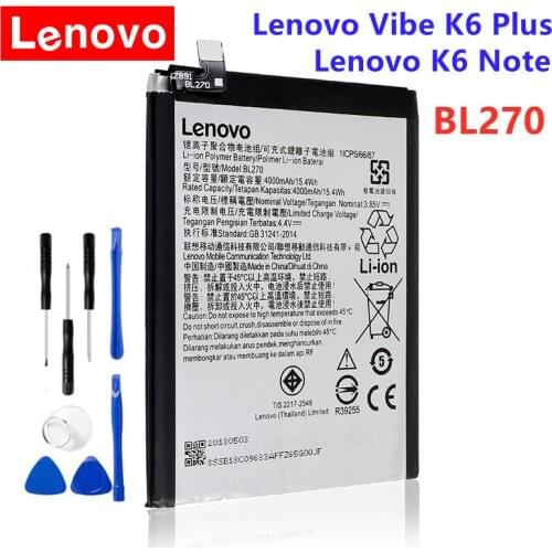 New Original Lenovo K6 Note Battery BL270 For Motorola Moto G6 Play XT1922 Series VIBE K6 Note/K6 Plus Mobile Phone + Gift Tools