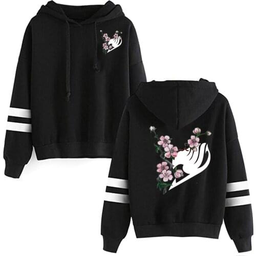Print Popular Black Hooded Anime Fairy Tail Hoodies Hip Hop Hoodie Fashion Long Sleeve Streewear Casual Boys Girls Pullovers