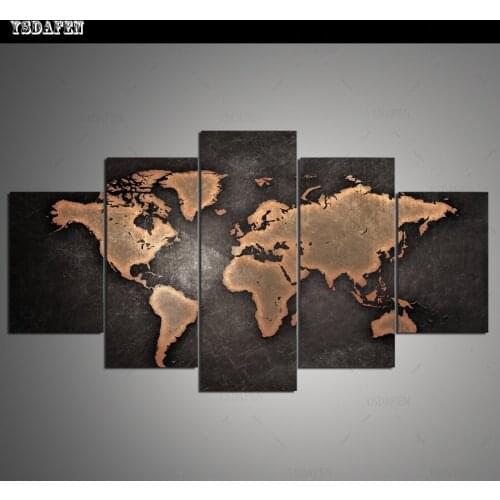 Drop Shipping Wall Decor World Map Canvas Painting Pictures Modular Paintings Wall Art Canvas Prints Framed art HG-340