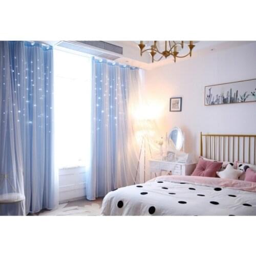 Romance Double-Deck Cloth & Blackout Floor-standing Curtain For Living Room Bedroom Decorative Blackout Curtains 100*200cm