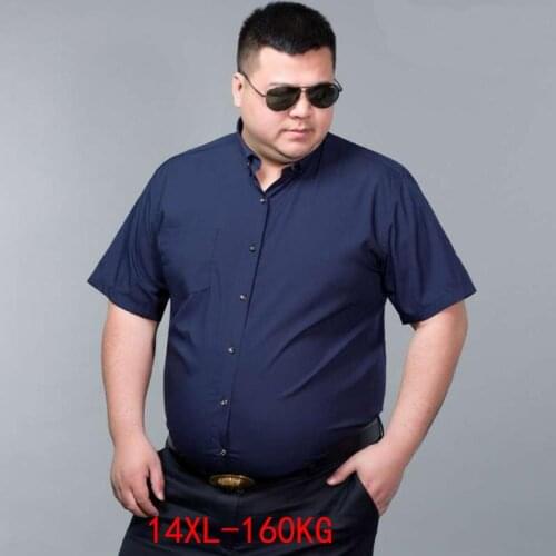 Summer Men Shirt short Sleeve purple Black Blue Business formal oversize Large Size 10XL 12XL 14XL office dress wedding Shirt 56