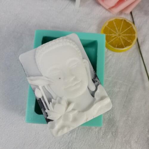 Silicone Buddha Mold 2D Handmade Gypsum Buddha Statue Plaster Soap Mould DIY Home Decorative Tool