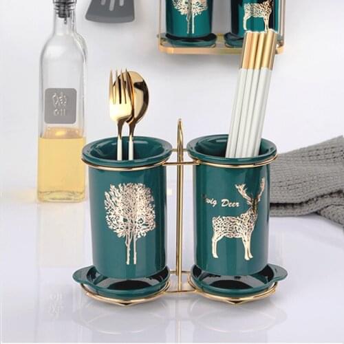 Nordic wall-mounted chopstick basket household ceramic chopstick tube rack drain kitchen items spoon fork storage rack