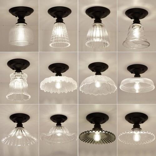 Modern Glass Lampshade Ceiling Lights Retro Simple Suction Ceiling Lamp Wrought Iron Craft Aisle Light Dining Hall Lighting E27