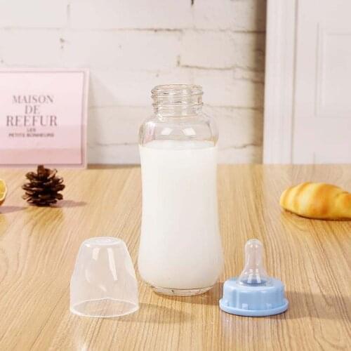 200/280ml Glass Newborn Baby Standard Mouth Arc Anti-scald Glass Feeding Bottle with Silicone Nipple Also As Water Cup