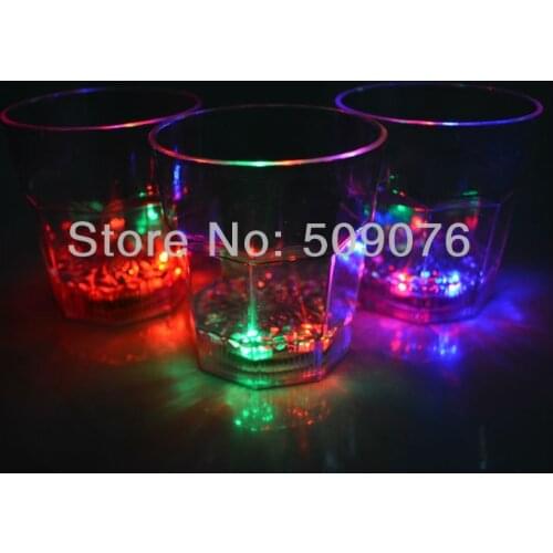 Free shipping 5pcs/lot 260ML9*8.5cm light up glass LED Light Plastic Cup Flashing Drink Barware Pub Holiday Party