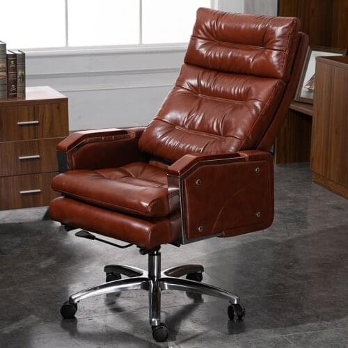 Stylish Minimalist Modern Leather Reclining Business Office Chair Comfortable Long Sitting Desk Modern Minimalist Computer Chair