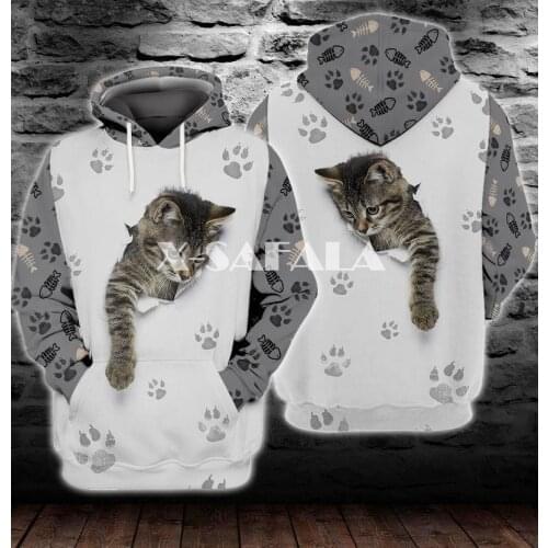 Cat Inside Kawaii Cats Animal 3D Full Print Size Hoodie Man Women Harajuku Outwear Zipper Pullover Sweatshirt Unisex-1