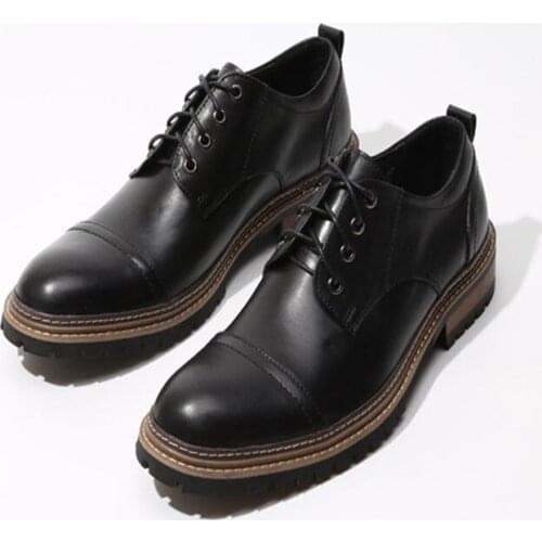 Thick Bottom Luxury Genuine Leather Business Dress Wedding Shoes Man Classic Big Toe Shoes Footwear Lace Up Casual Shoes