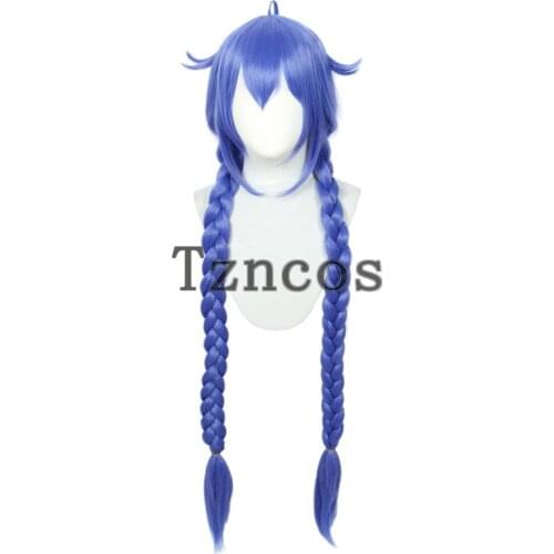 Tzncos Roxy Migurdia Cosplay Wig Mushoku Tensei Dark Blue Double Ponytail Braided Long Hair Heat Resistant Synthetic Hair
