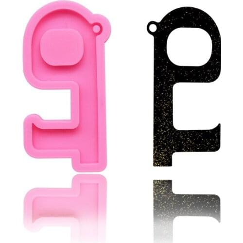 11.7*6cm DIY Crystal Shiny Keychain Food Grade Silicone Mold Pink For Chocolate Fondant Cake Decoration Accessories Resin Mold