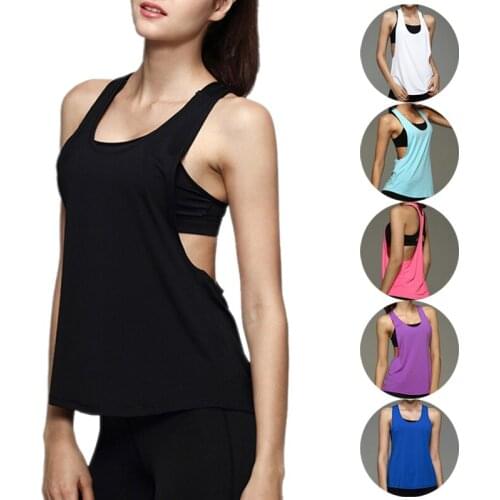 2019 Summer Womens Tank Top Women Camis Tops Loose Workout Sleeveless Quick Dry Vest Singlet T-shirt Sexy Fitness Clothes