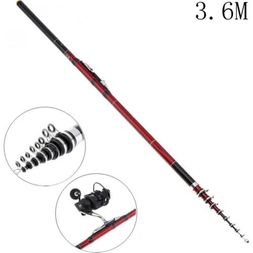 3.6m Telescopic Rock Carp Fishing Rod 7 Section Carbon Fiber Surf Spinning Pole