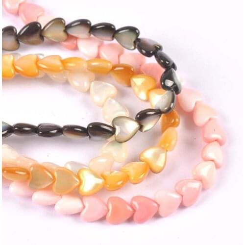 4 Color 5Pcs Natural Lip Shell Heart Beads For Jewelry Making Bracelet Earring Accessories Diy SeaShell Craft Decor 8mm tr0398