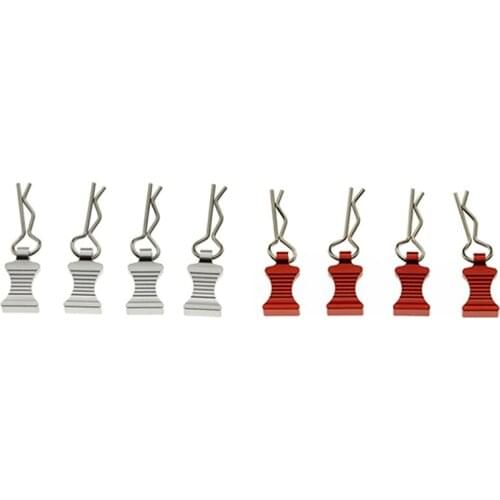 8 Pcs R-Type Body Shell Clips Pin with Mount Set for Axial SCX10 TRX4 1/8 1/10 RC Cars Parts, 4 Pcs Silver & 4Pcs Red