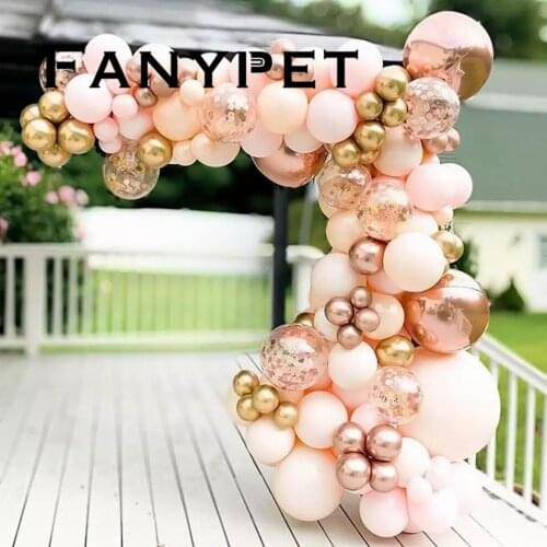 96pcs DIY Macaron Orange Rose Balloons Garland Arch Kit Chrome Gold Confetti with 4D Globos Baby Shower Wedding Party Decor