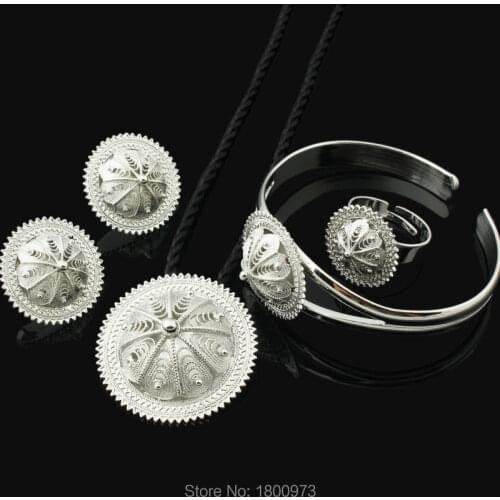Adixyn New Eritrea desigh Bride Wedding Jewelry Set . Silver Plated Habesha Jewelry Ethiopian/African jewelry sets