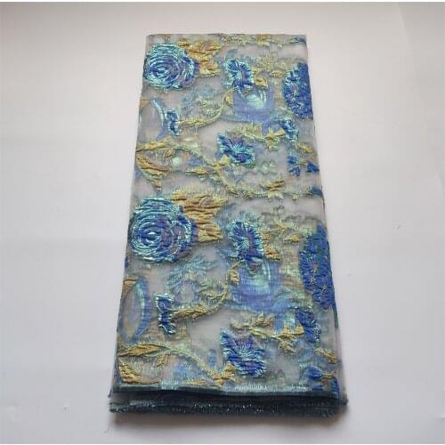 African lace fabric embroidery lace fabric 5 yards/pcs african sequins lace organza fabric for women party dress OFN029